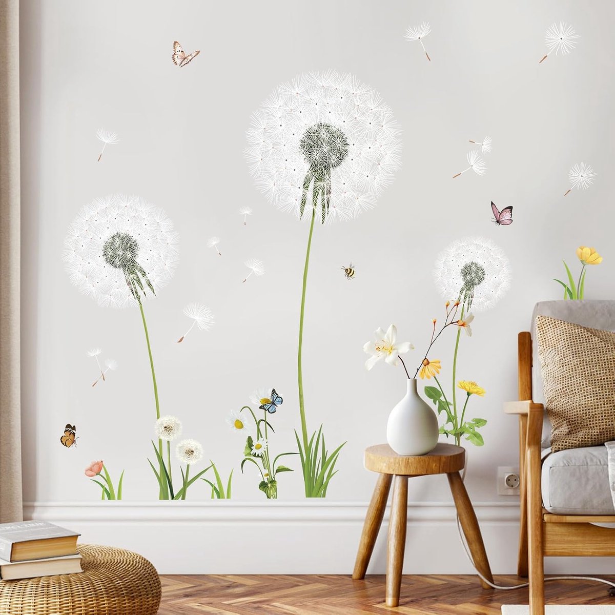 Muurstickers schil en stok, witte bloemen muurstickers verwijderbare vinyl decoratie kunst voor woonkamer slaapkamer deur kast
