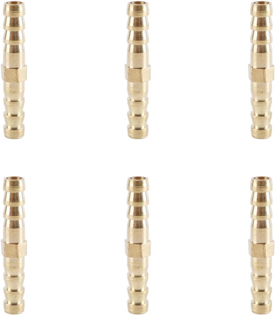 slangaansluiting, 6 mm (1/4 inch), verpakking van 6, recht, getand, slangtuit, schroefdraad