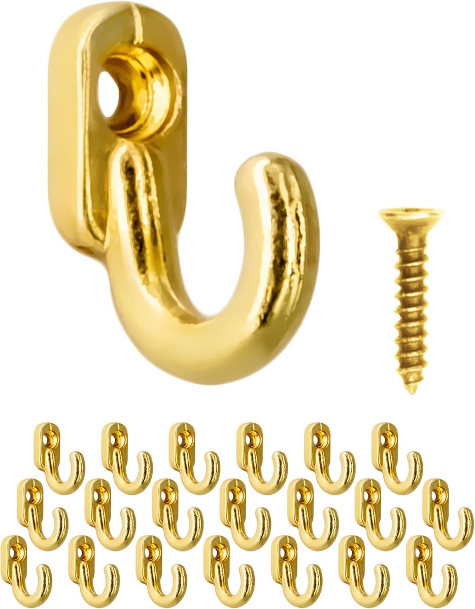 20 x mini ijzeren haken, decoratieve haken, fotohaken en decoratie, goud
