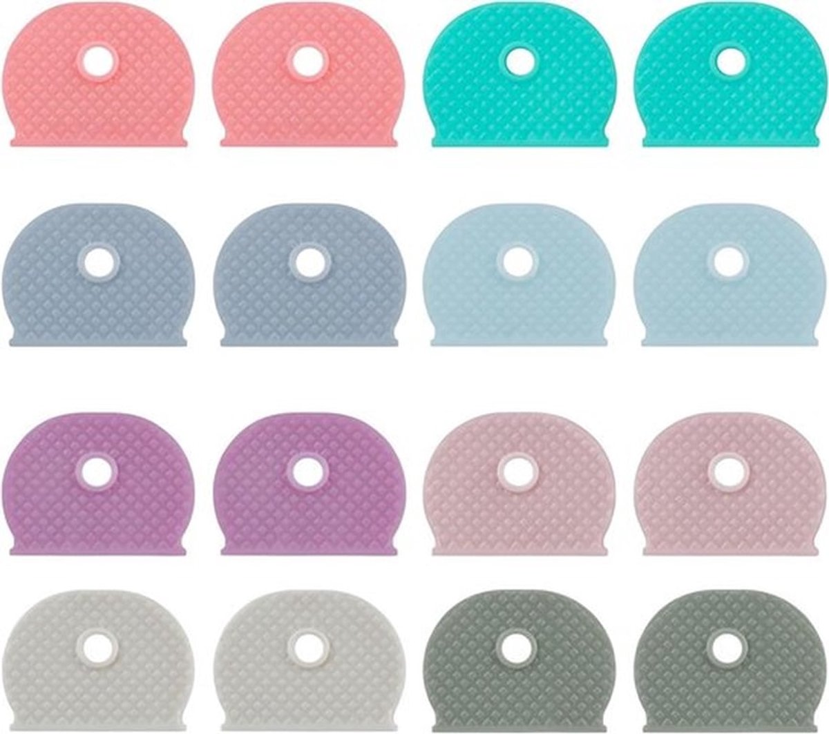 16 Stuks Sleutelkap Covers - 1 Inch Sleutelkop Beschermers - Zachte Flexibele Identifiers in 8 Kleuren voor Organisatie en Herkenning