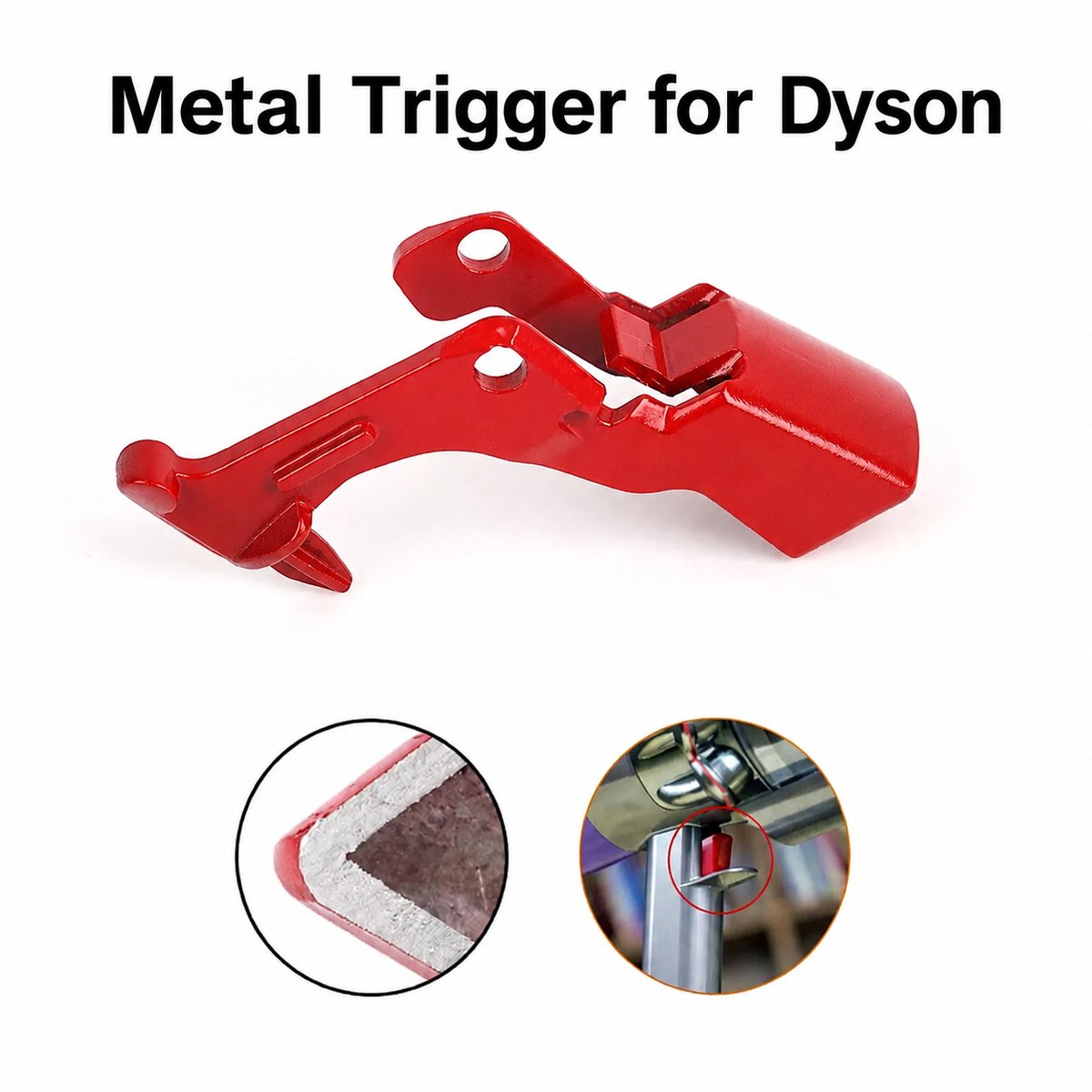 TLVX Sterke Metalen Trigger geschikt voor Dyson V10 / V11 / Dyson Switch Button Metal / Dyson knop Metaal / Stofzuiger trigger / V10 / V11 /Dyson stofzuiger knop rood / Aan- uit knop Dyson / Trigger vervanger Dyson