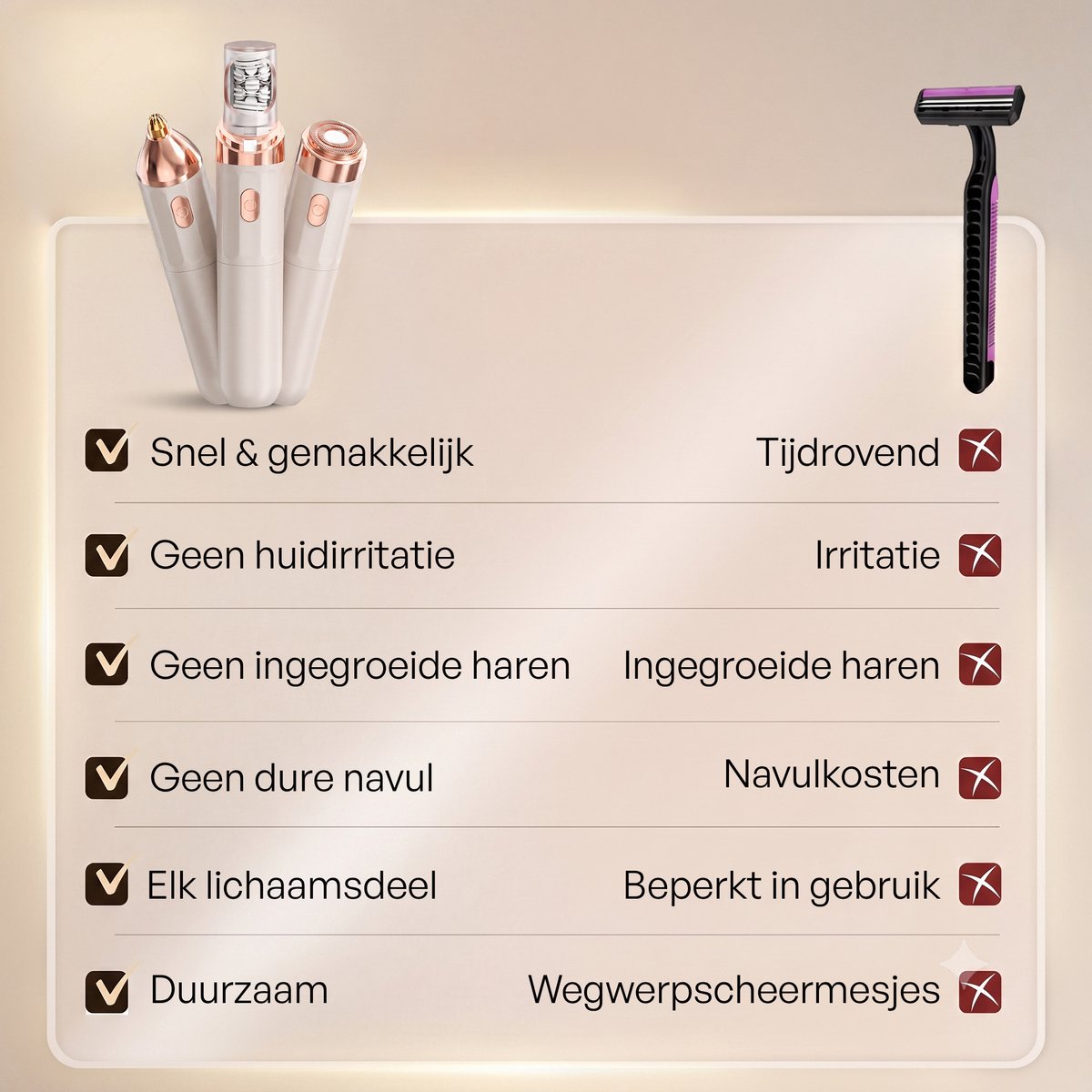 Sansbeauté 3 in 1 Epilator voor Vrouwen PocketPRO Complete met Travel Bag - Epileerapparaat Dames - Epilator - Gezichtsepilator Vrouw - Gezichtsontharing Dames - Epilator Gezicht - Epilator Dames - Gezichtsepilator dames - Oplaadbaar - Rosé Gold thumbnail 3