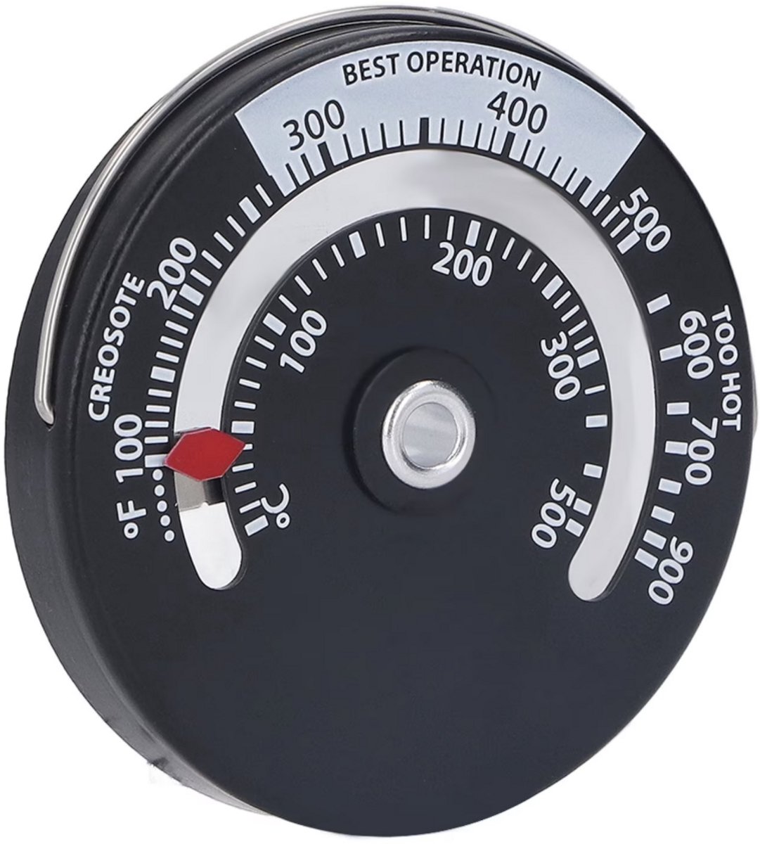 Thermometer - Magnetische kachelthermometer - Houtkachel - Kachelpijp - Temperatuurmeter - Kachelmeter - Analoog - Stove - Flue pipe - Magnetic - Zwart - Jonyx