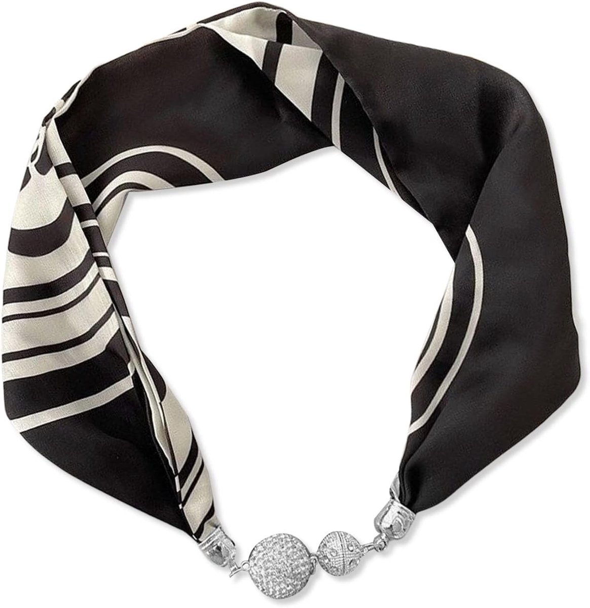 Vrouwen Mode Zijden Sjaal Ketting Handig Magnetische Gesp Met Bling Strass Kleine Smalle Halsdoek Decoratieve Sleutelbeen Ketting Sieraden Hals Sjaal Hoofdtooi Haarband Hanger Sjaal