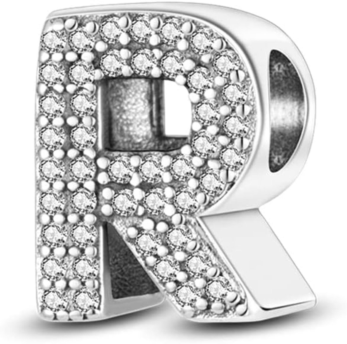 Bedelhanger voor dames, letter A-Z, voor armband, 925 sterling zilver, bedelkralen, geschikt voor armband en halsketting, compatibel met Europese armbanden voor vrouwen en meisjes, Sterling zilver, Zirkonia