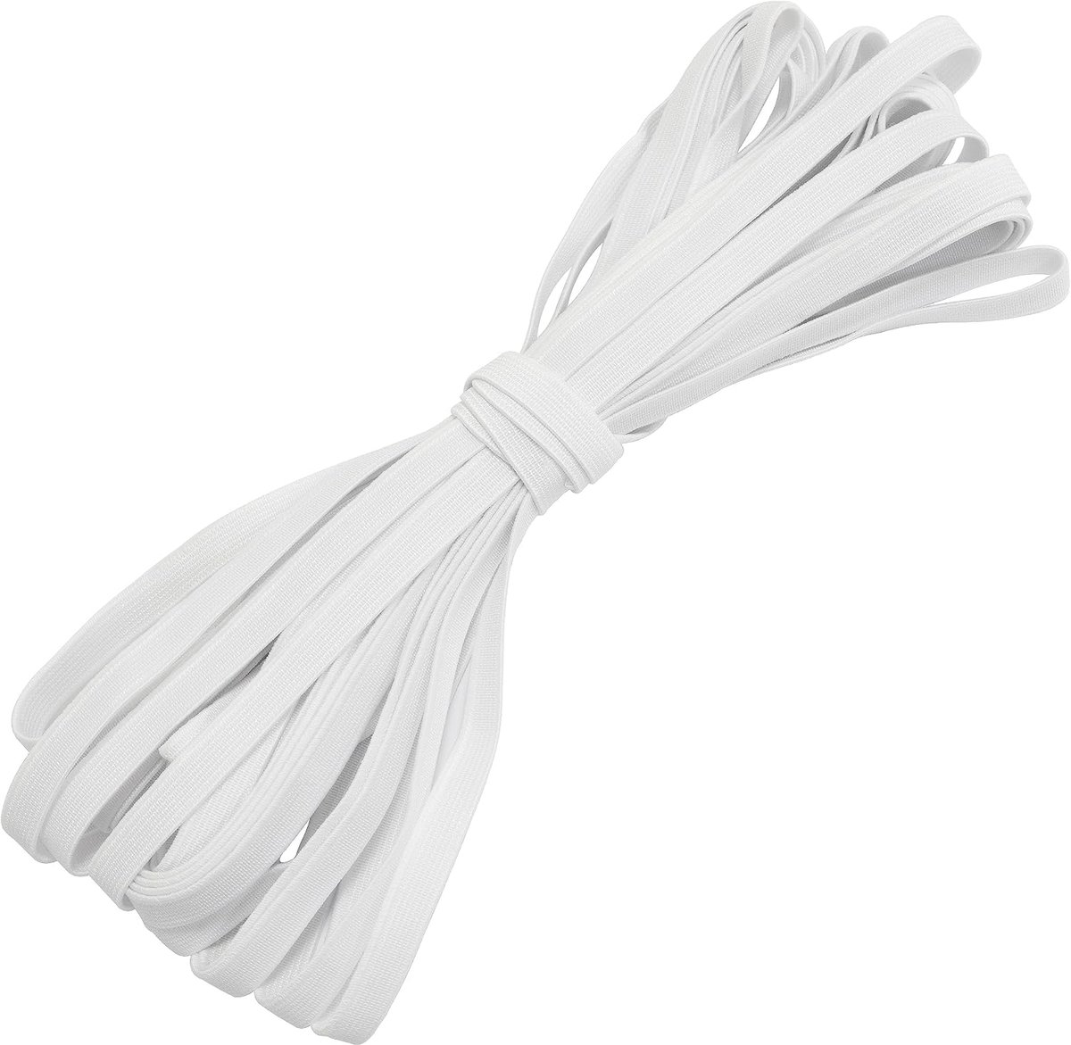- C67239 - elastiek plat geweven 10 m - breedte 8 mm - kleur wit - van polyester en latex - confectie, korte goederen, naaien, kleding, stoffen, riem, broek, rok