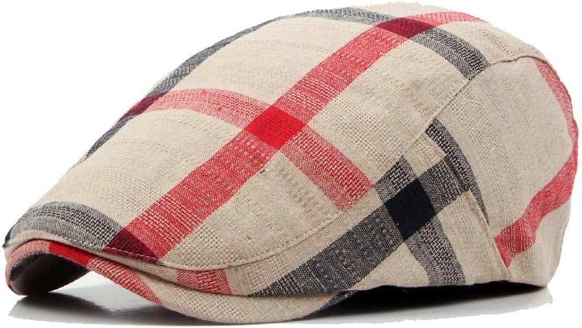 Platte Petten Gatsby Newsboy met Geruite Patroon