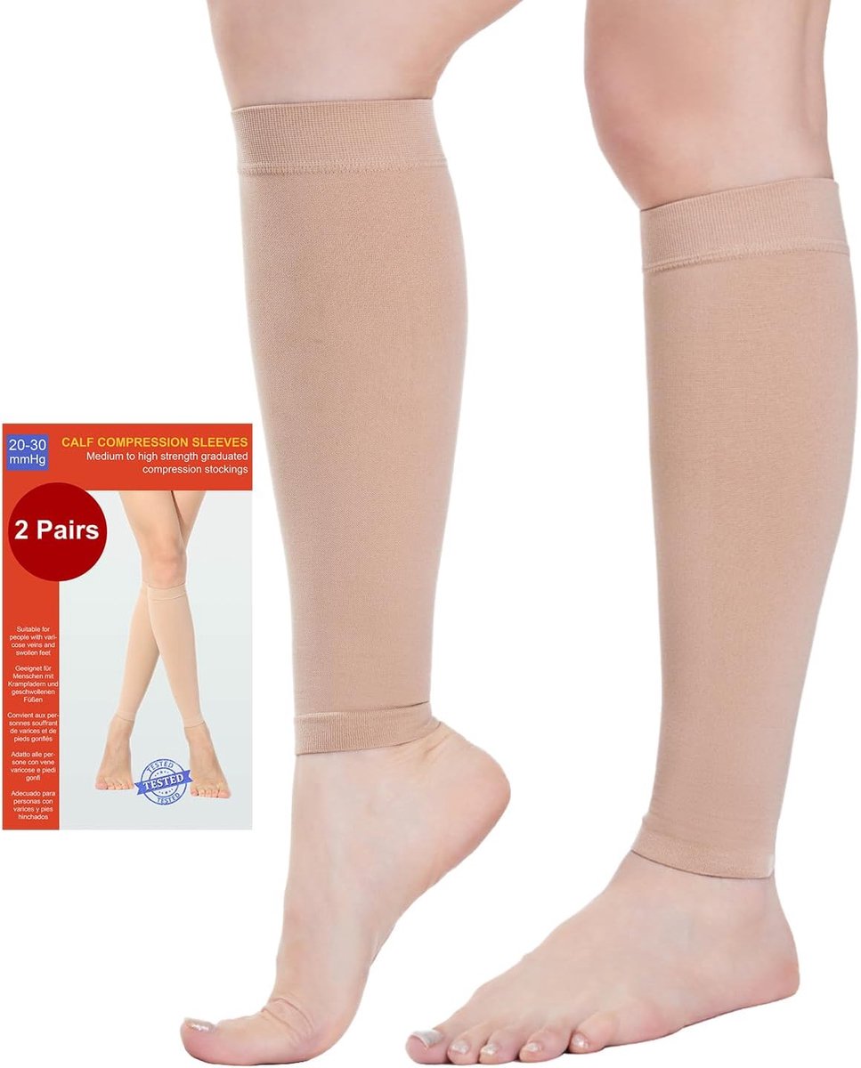 2 Paar Medische Compressiekousen Dames & Herren 20-30 mmHg Klasse 2 | Gegradueerde Steun | Steunkousen voor Spataderen, Oedeem, Sporten & Reizen