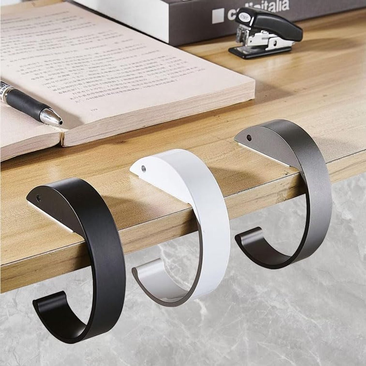 Zakhouder voor tafel, 3 stuks handtassenhouders voor tafel, antislip zakhaken, handtassenhouder, tafelhaak, robuuste portemonnee, tafelhaak, draagbaar voor bureau, kantoor