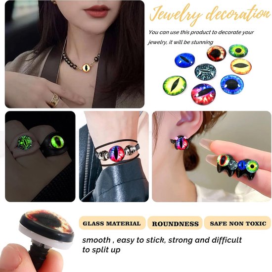 Ogen 18 mm Ronde Lichtgevende Drakenogen Glazen Poppenogen om te Knutselen Cabochon Poppenogen met Sluitringen voor Speelgoed Accessoires Pluche Dier Haakdieren — afbeelding 4