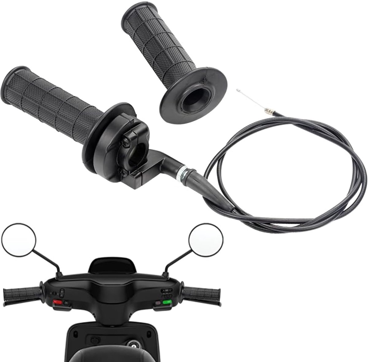 gashandvat handvat kabelset, 7/8 inch motorgashandvat, gaskabel universeel motorgaspedaal, instelbare twist-gaskabelset voor elektrische scooters, fietsen, bromfietsen,