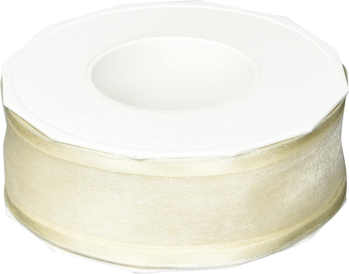 Pattberg band met draadrand, créme, 25 m rol 40 mm