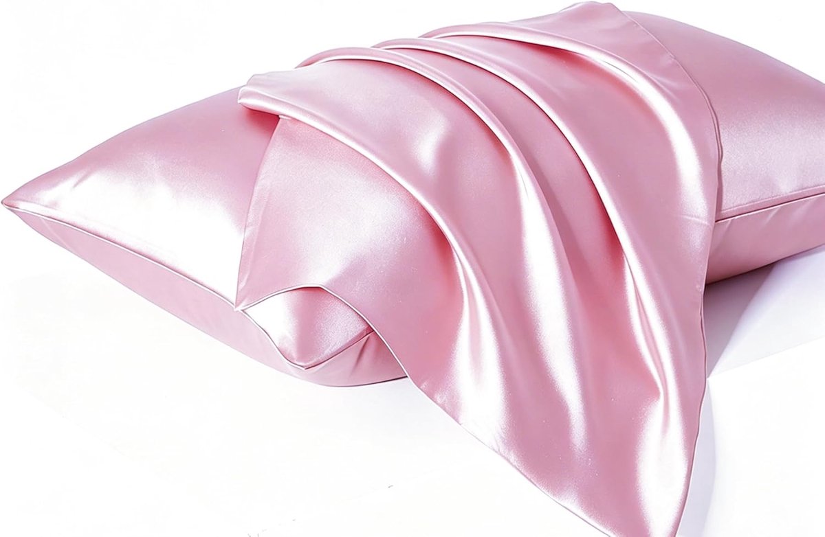 Kussenslopen, zachte pure moerbeihoes voor haar en huid, met envelopsluiting (roze, standaard (50 x 75 cm)