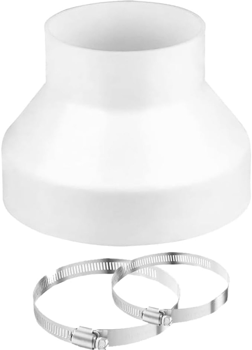 Afvoerslangadapter 150 mm naar 100 mm, verloopstuk, verloopstuk met 2 roestvrijstalen slangklemmen, universeel voor airconditioning en ventilatie, ronde buizen