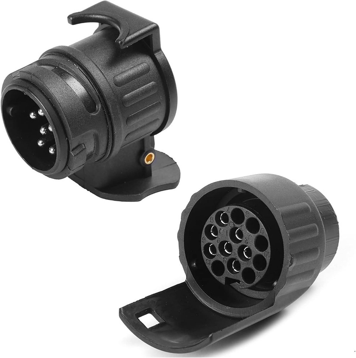 aanhangeradapter 13 naar 7-polig, adapter7- naar 13-polig, 13-pins auto naar 7-pins aanhanger, trekhaak-adapter 7 naar 13, voor auto, caravan, vrachtwagen, fietsendrager