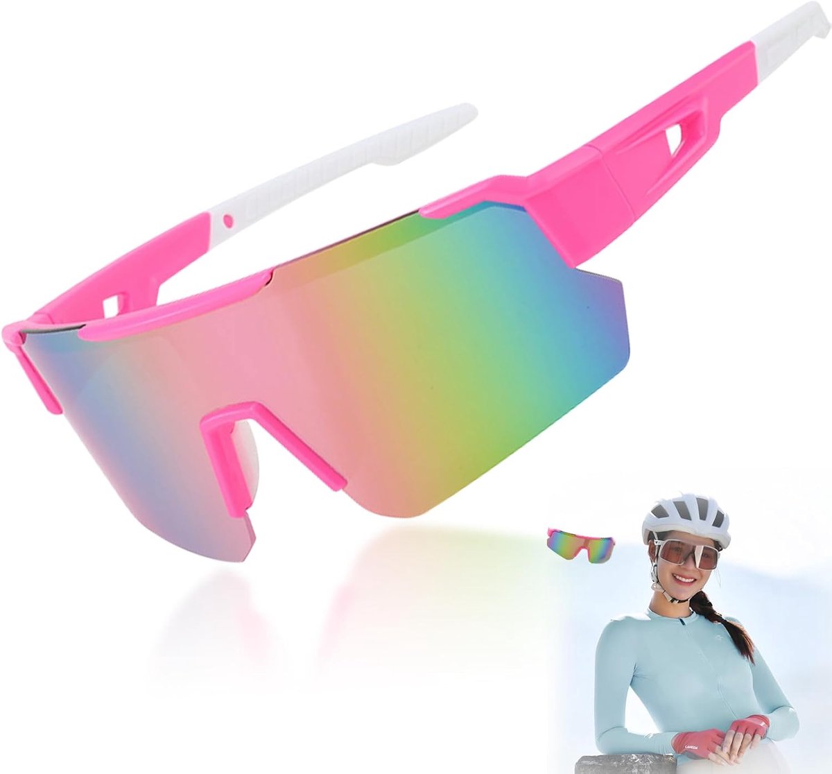 sportzonnebril voor heren en dames, UV400-bescherming, voor outdooractiviteiten zoals fietsen, skiën, wandelen