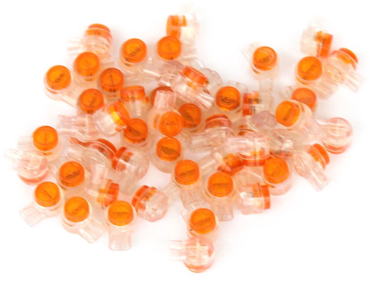 50x knopkabel UY-interface klem kabelconnector connector - oranje & helder