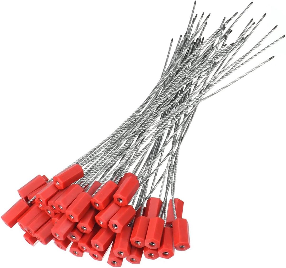 Rode Anti-Sabotage Seals - 50 stuks, Staaldraad Kabel, Beveiligingslabels voor Verzending & Truck Tank