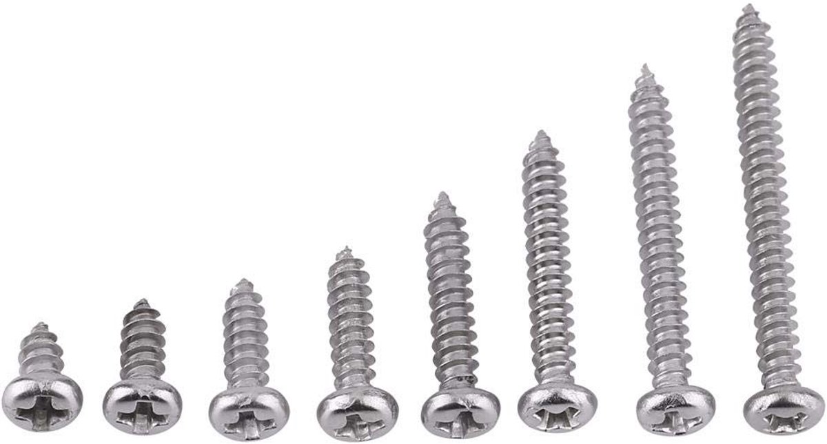 M3 roestvrijstalen houtschroeven, assortiment zelftappende schroeven, 200 stuks (ronde kop)