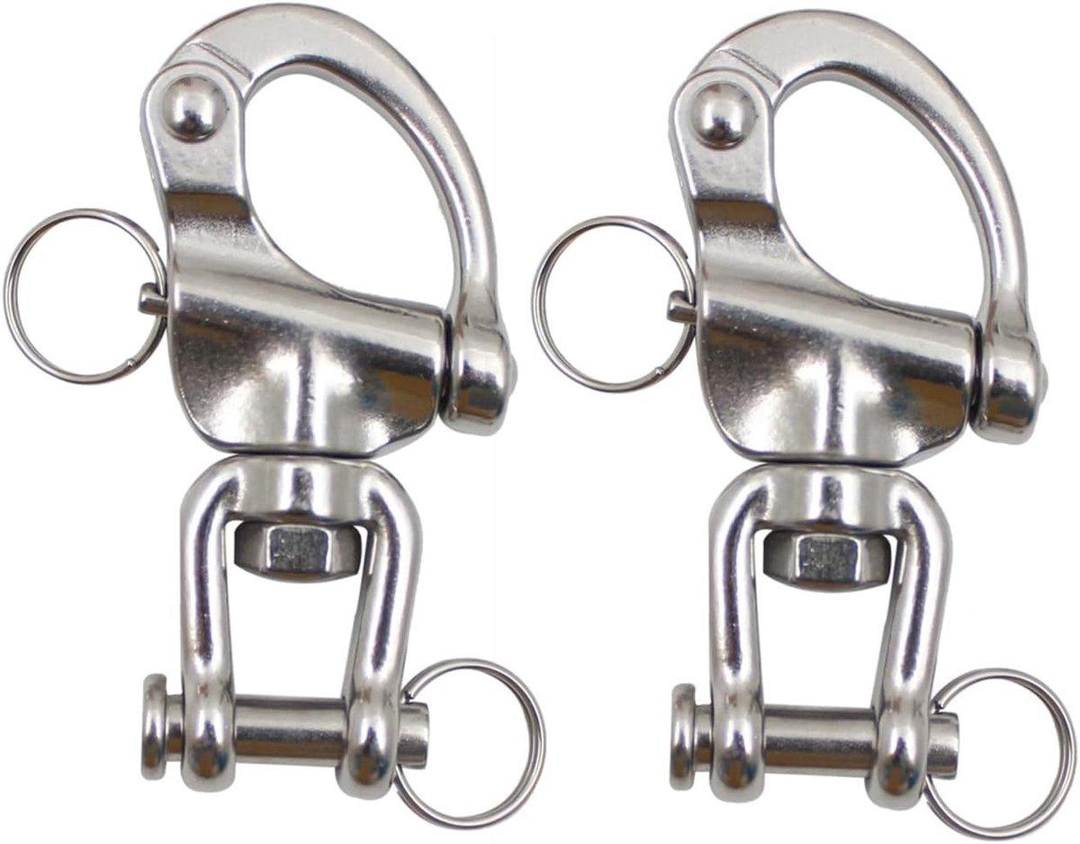 2 Stuks Swivel Snap Anker Beugel Rigging, roestvrij stalen kliksluiting, Quick Release Shackle Boot, Snap Swivel Shackle, 304 RVS Quick Release Eye Bail voor Zeilboot Spinnaker Halyard (70mm)