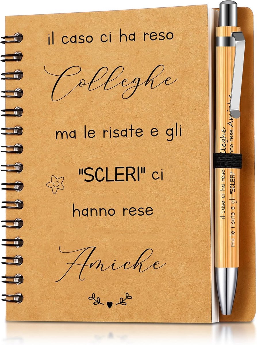 Dankjewelcadeaus voor collega's, zakboek met balpen, notitieboek met motiverende spreuken, cadeau-ideeën voor collega's, verjaardag, kantoor, Kerstmis (Colleghe)