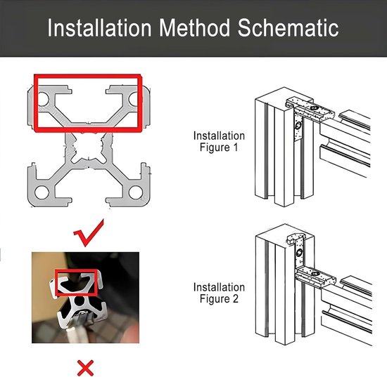 binnenhoek, hoekverbinder, zinklegering, klemmen, binnenhoekverbinders met schroeven, buitenhoek, L-vorm, hoekverbinder voor aluminium profielconnectoren (10 stuks 2020) — afbeelding 4