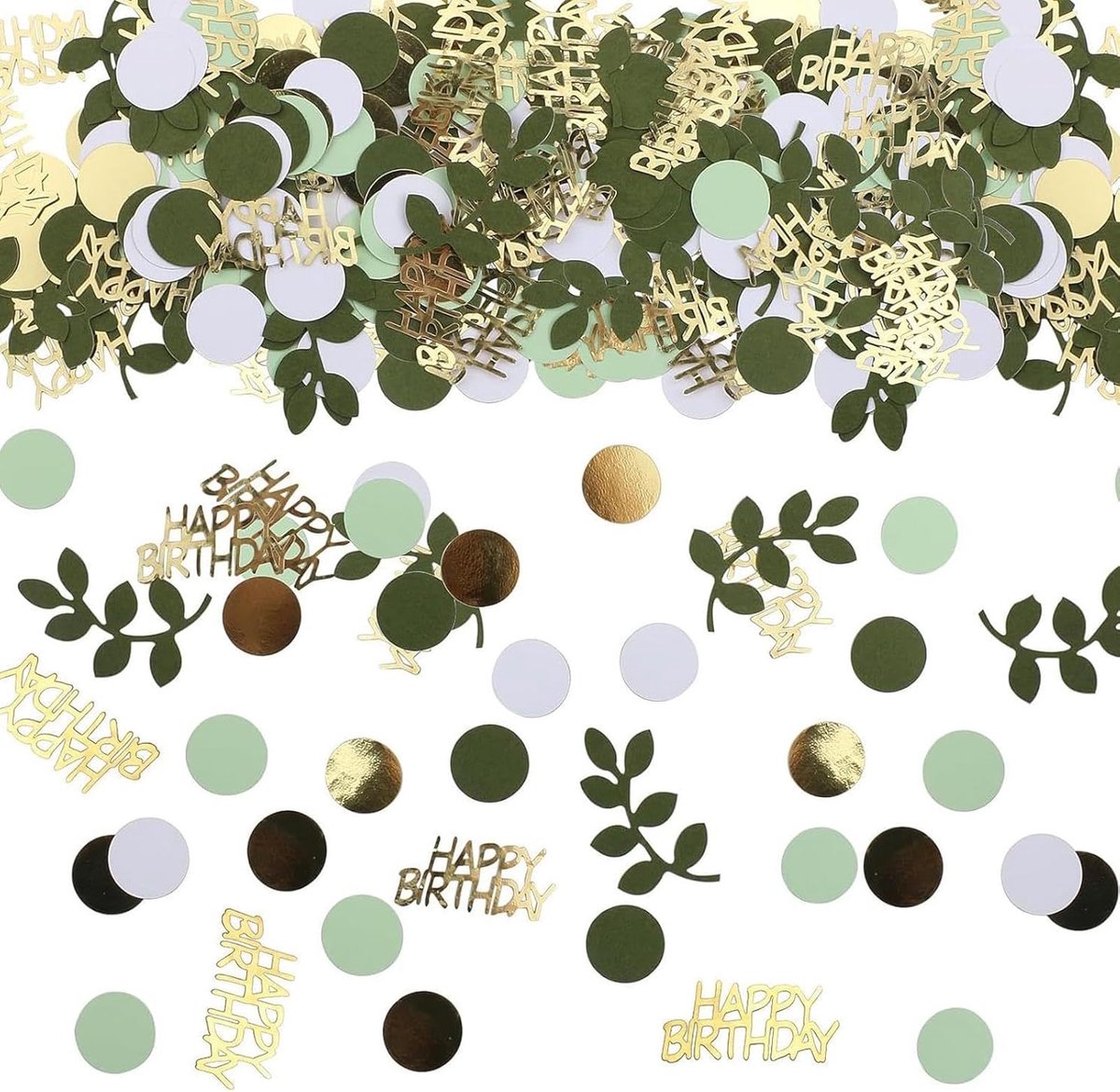 Confetti, verjaardag, tafeldecoratie, verjaardag, groen, confetti, verjaardagsdecoratie, Happy Birthday, strooidecoratie, verjaardag, groen, goud, verjaardagsdecoratie, tafel, voor jubilea