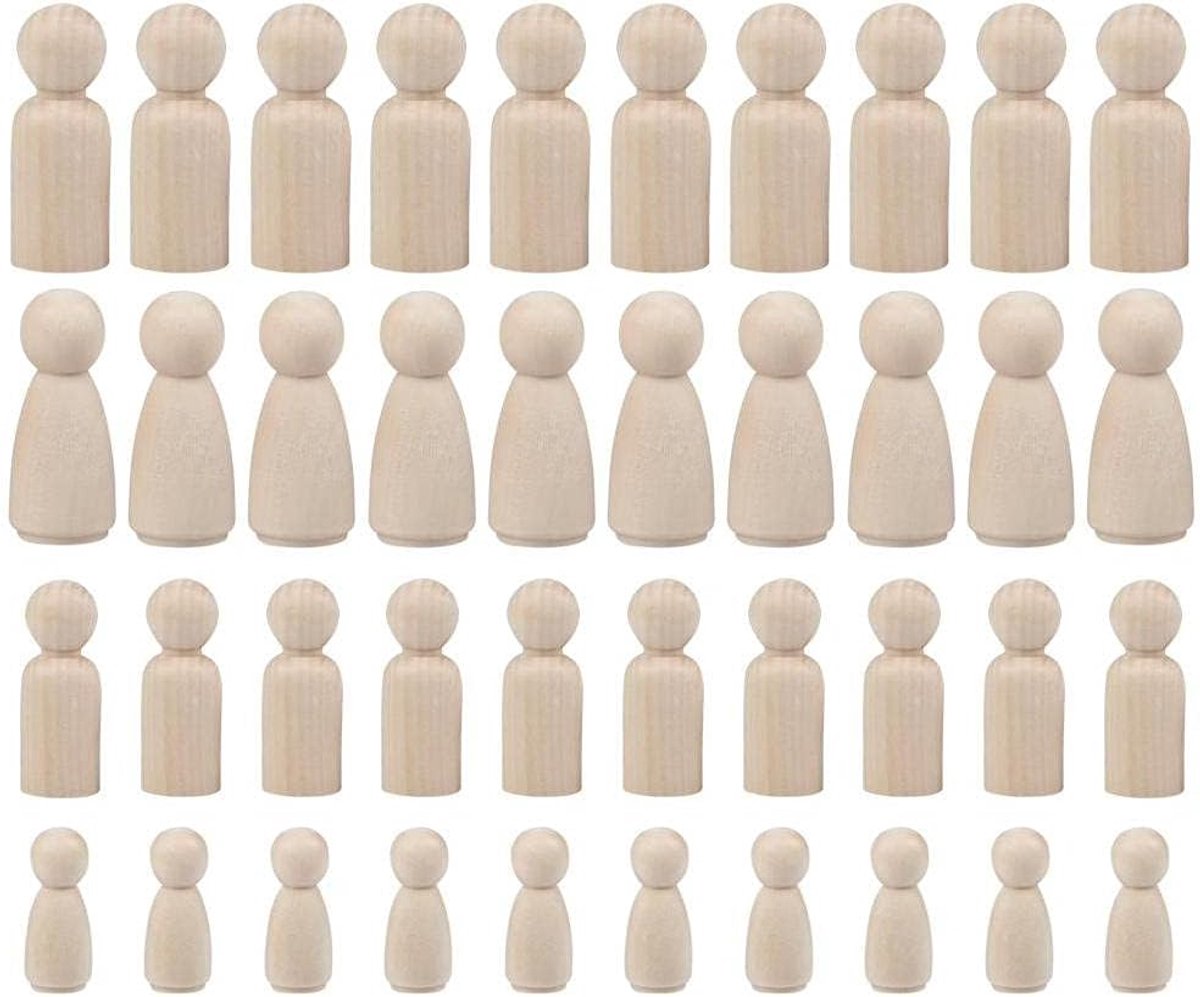Houten figuren om te beschilderen, figuren, kleine poppen, decoratie, 35-65 mm, onafgewerkte houten houten poppen, doe-het-zelf houten kegels om te beschilderen, voor bruiloft, verjaardag