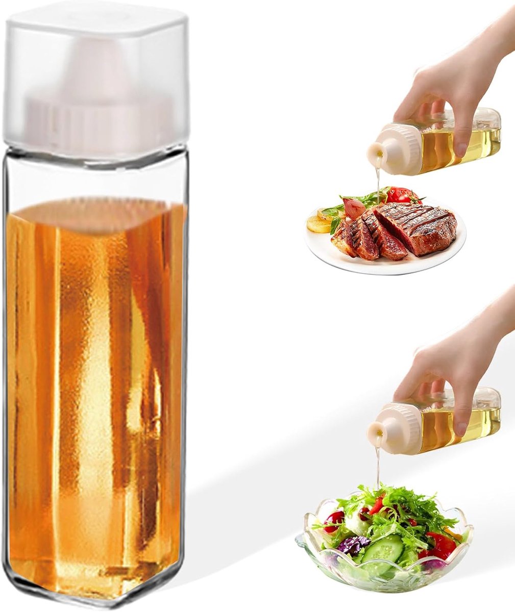 9oz/270ml glazen oliedispenser set voor keuken - geen druppelolie en azijn dispenser flessen