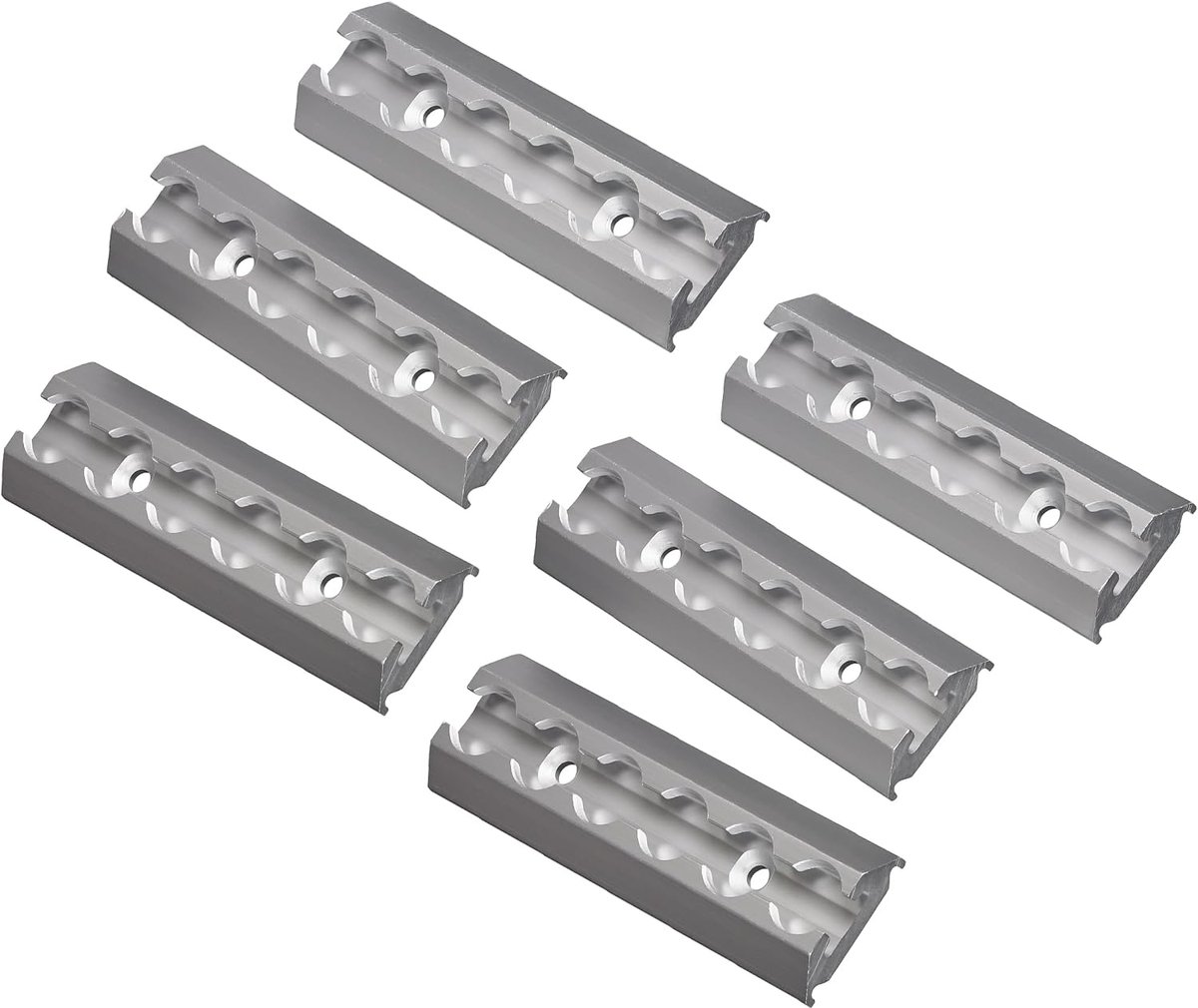 6 x 15 cm aluminium airlinerail, sjorrails met gaten, ladingbeveiliging aluminium (zilver, vierkant)