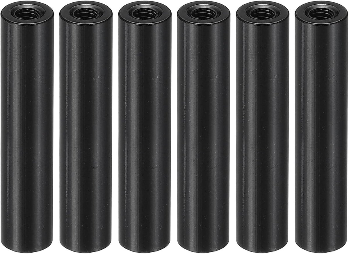 6 stks M3 Metalen Schroefdraad Afstandhouder Moeren, Ronde Aluminium Spacers Vrouwelijke Koppeling Schroeven, 1/8 "ID x 1/4" OD, Zwart 3x6x30mm