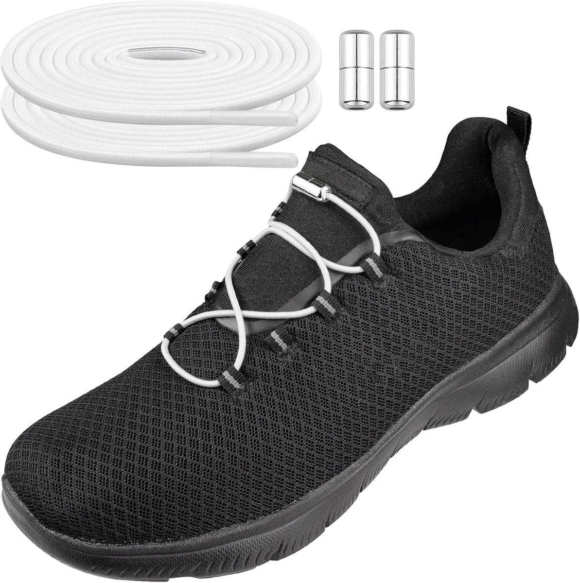 Elastische Veters voor Skechers Schoenen, Zonder Strikken Vervangende Schoenveters Laces met Metalen Capsule Sluiting
