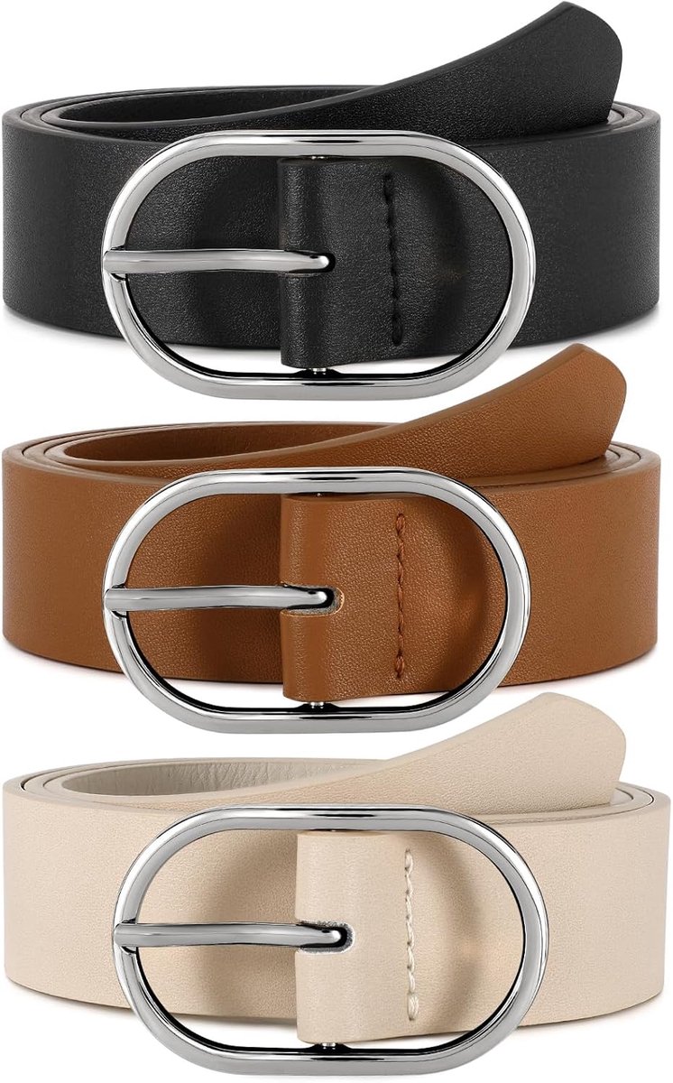 3 stuks damesriem met gouden gesp, modieuze leren riem voor dames, voor jeans, broek, jurk