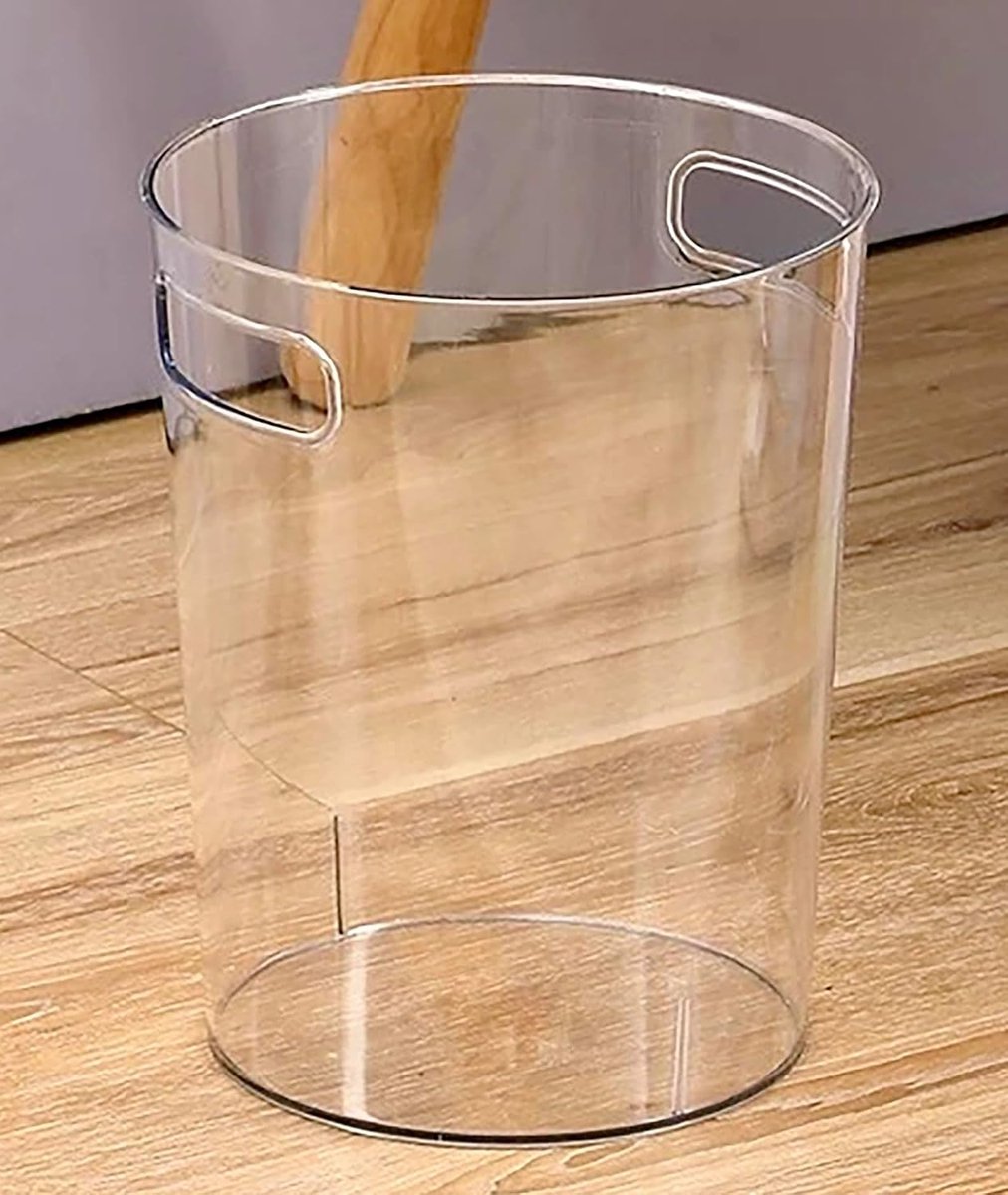 Transparante Kunststof Prullenbak, 22 x 19 cm, 9 Liter, Minimalistisch en Elegant Design, Perfect voor Kantoor, Thuis en Slaapkamer