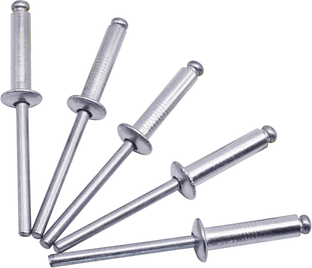 Blinde klinknagels 4,8 x mm, koepelkop open type, DIN 7337, aluminium klinknagel en stalen doorn, popklinknagels