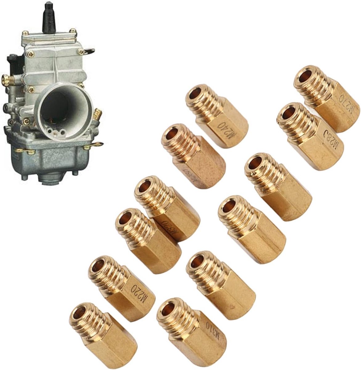 Sproeiers, Carburateur Hoofdsproeiers, Carburateuraccessoires, 12-delige Set Hex Type Messing Hoofdsproeier Carburateur Hoofdsproeierset Vervanging