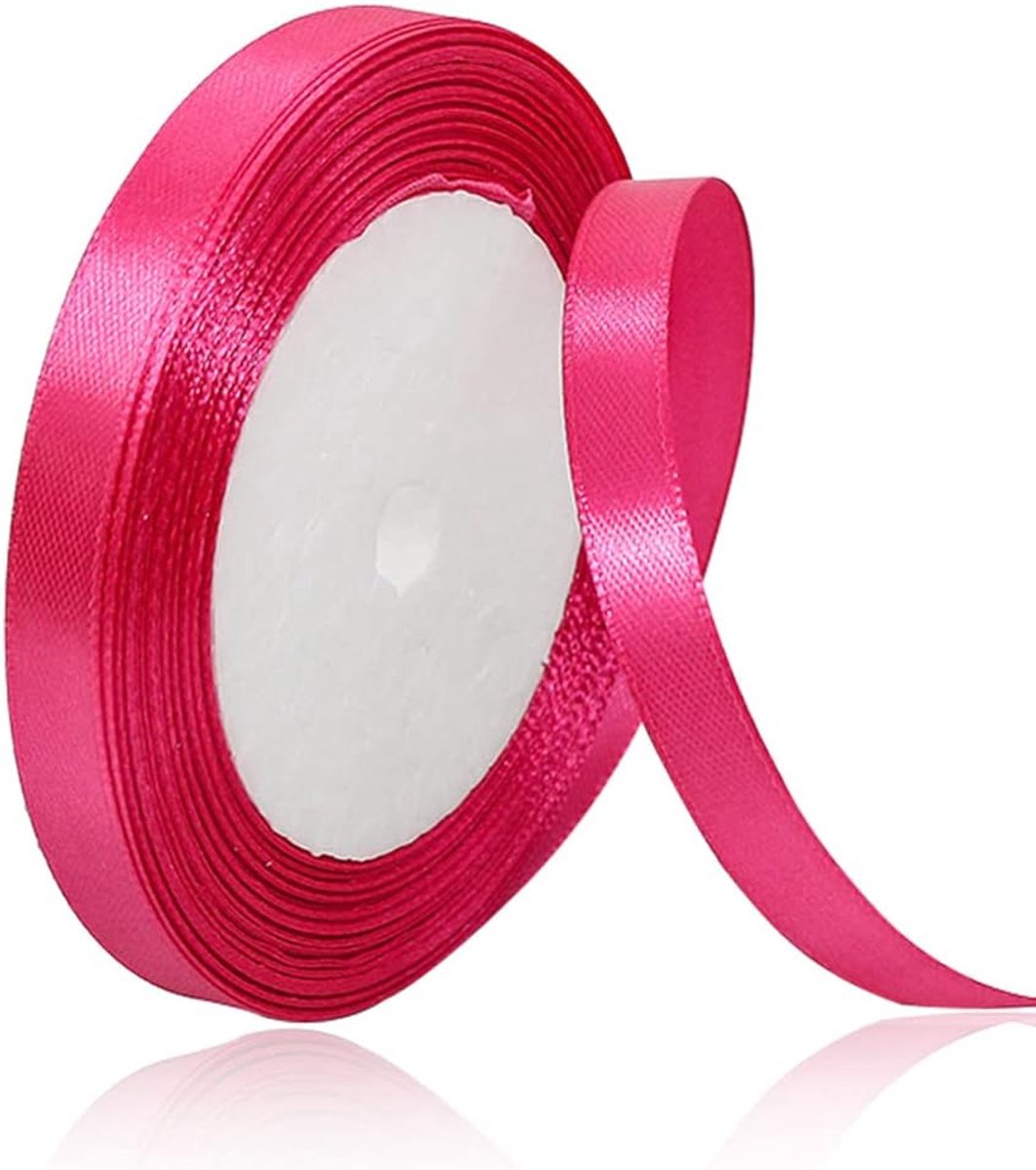 lint magenta 10 mm, 22 meter decoratief cadeaulint, breed lint, stoffen lint voor bruiloft, doop en verjaardagsgeschenken