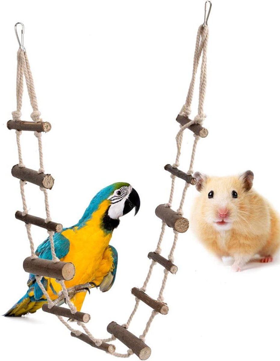 Vogelladder Speelgoed Hamster Trappen Houten Flexibele Hangbrug Klimschommel voor Papegaai Parkiet Parkiet Afrikaanse Grijze Hamster Eekhoorn
