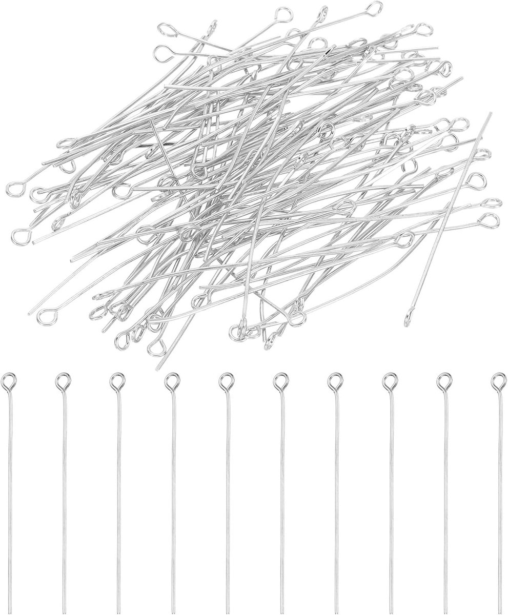 50 mm open oogspelden, 150 stuks 23 gauge metalen hoofdspelden naalden oogspelden voor sieraden maken accessoires oorbel ketting armband doe-het-zelf knutselwerk, rhodium kleur