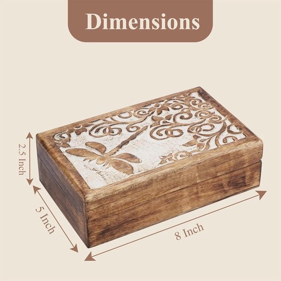 Houten Handgemaakte Decoratieve Doos Reptier Wit En Bruin - Multifunctioneel Gebruik Als Sieradenopslag Horlogedoos Geweldig Als Geschenken van houten — afbeelding 2