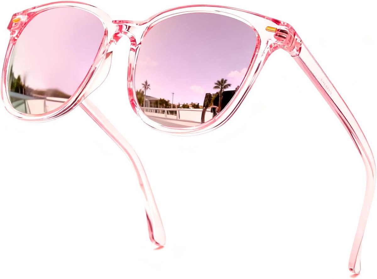 Gepolariseerde zonnebril voor dames, vierkante lens, oversized gespiegelde zonnebril met UVA-UVB-bescherming