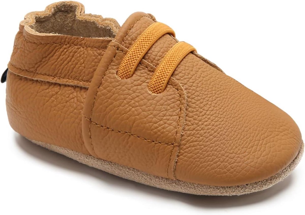 leren kruipschoenen voor baby's met suède zolen voor jongens en meisjes 0-6 maanden 6-12 maanden 12-18 maanden 18-24 maanden (Bruin xd,18-24 maanden)