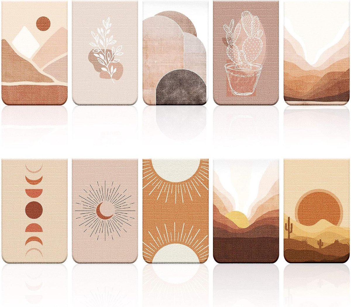 10 Stuks Boho Sun Magnetische Bladwijzers Om te Lezen Magnetische Paginamarkers Diverse Inspirerende Magnetische Bladwijzers Met Landschapsmotief(Zonsondergangstijl)