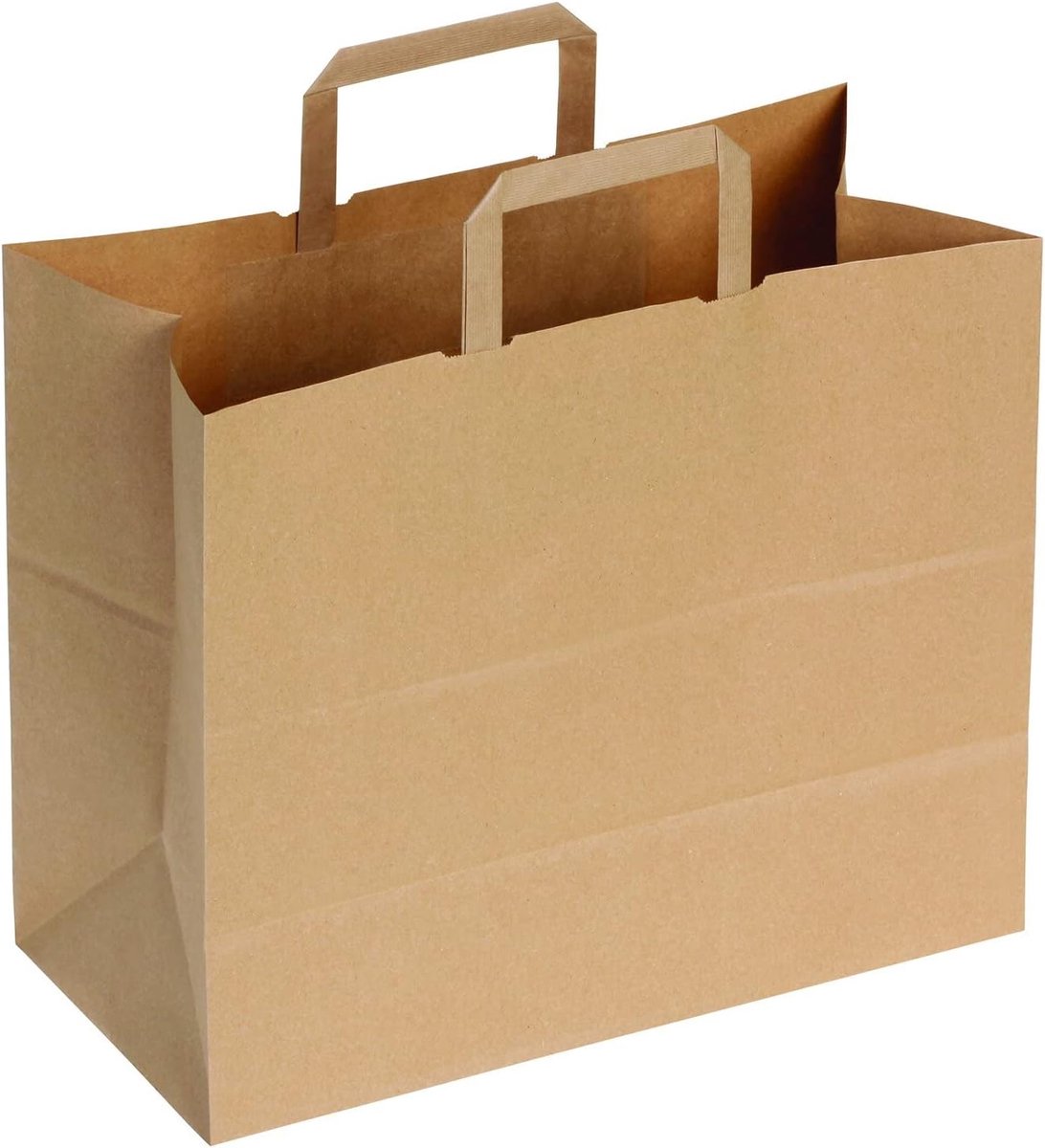Papieren tassen 32 x 18 x 26 cm - eco-vriendelijk bruin kraftpapier - biologisch afbreekbaar - ideaal voor winkelen - SnelShoppen