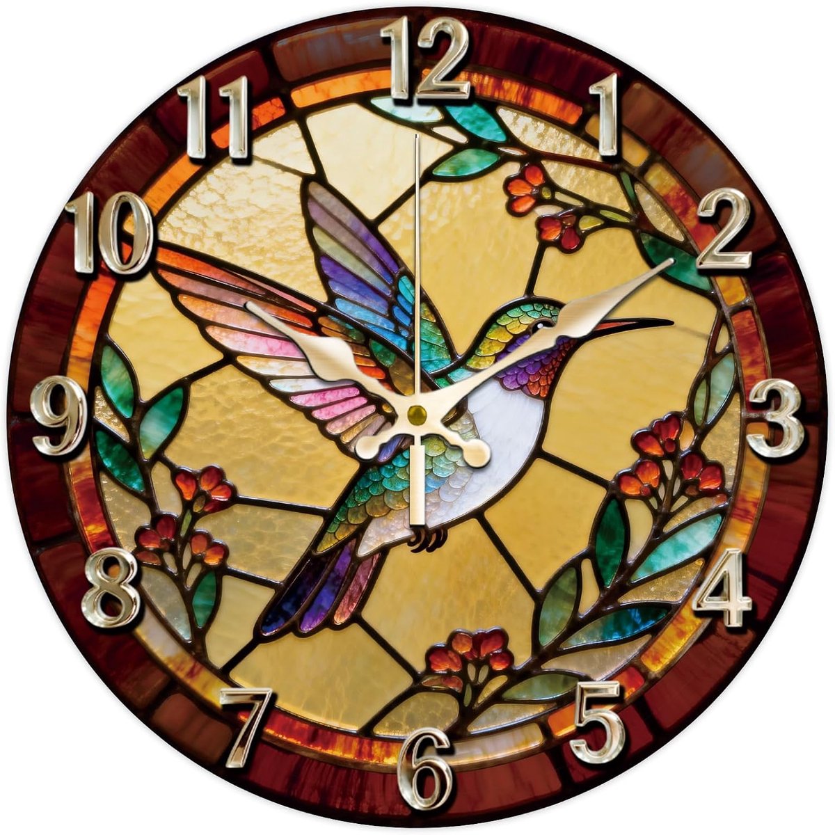 Wandklok 30 cm - Hummingbird patroon - Stil uurwerk - Perfect voor slaapkamer - SnelShoppen