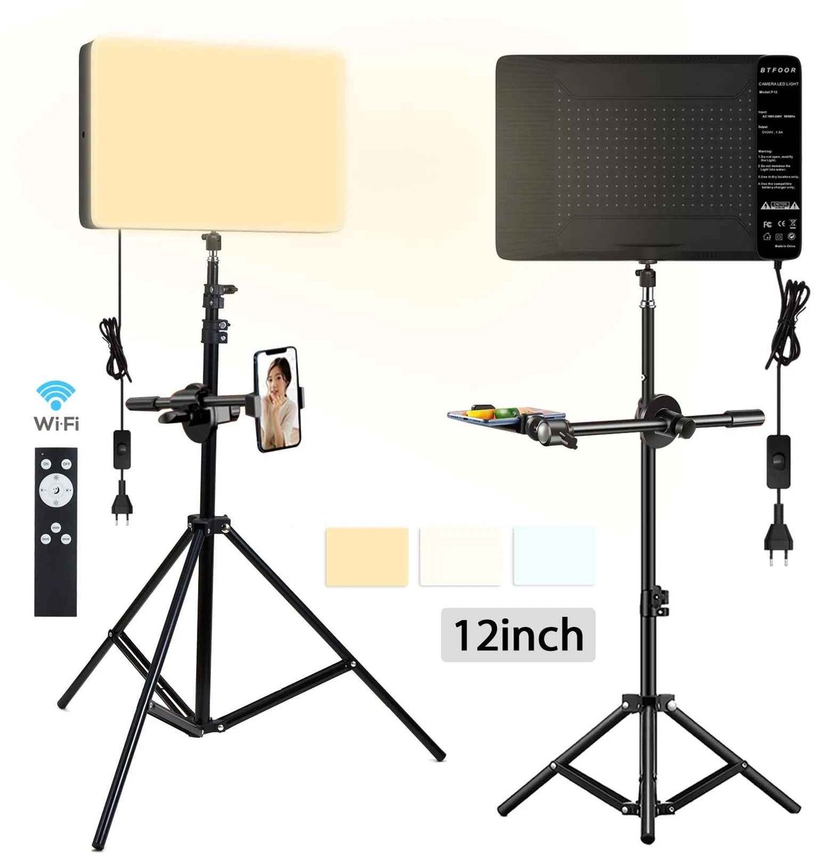 Casa Living Fotostudio Lamp - LED Videolamp - Instelbare Kleurtemperatuur 3000K-6500K - Met Statief - Voor Fotografie & Livestream