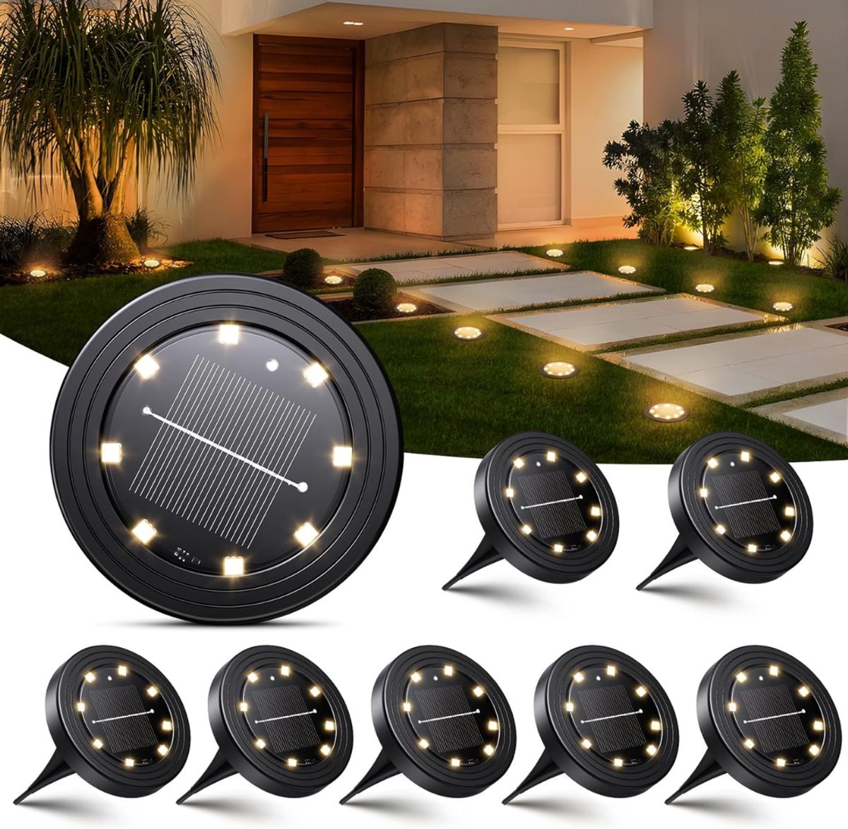 ZRNS® Tuinspots voor Buiten - Grondspot op Zonne energie- Solar Tuinverlichting - 8 Stuks