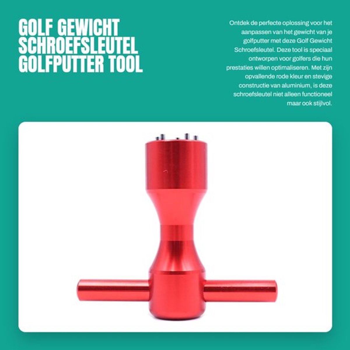Schroefsleutel 5 Pin - Golfgewicht Tool - Aluminiumlegering - Lichtgewicht - Rood - Afmetingen 8 cm x 6,7 cm x 2,5 cm - Golfgereedschap
