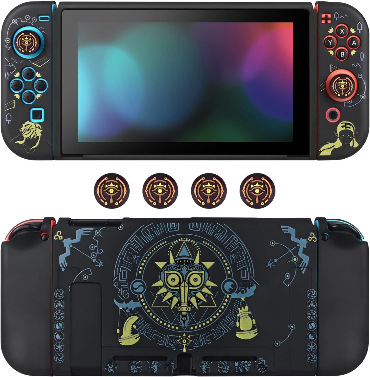 SnelShoppen - DLseego Switch Hoes, Dockbare Siliconen Beschermcase met 4 Joystick Caps, Schokabsorberend en Kratbestendig Ontwerp voor Switch Console