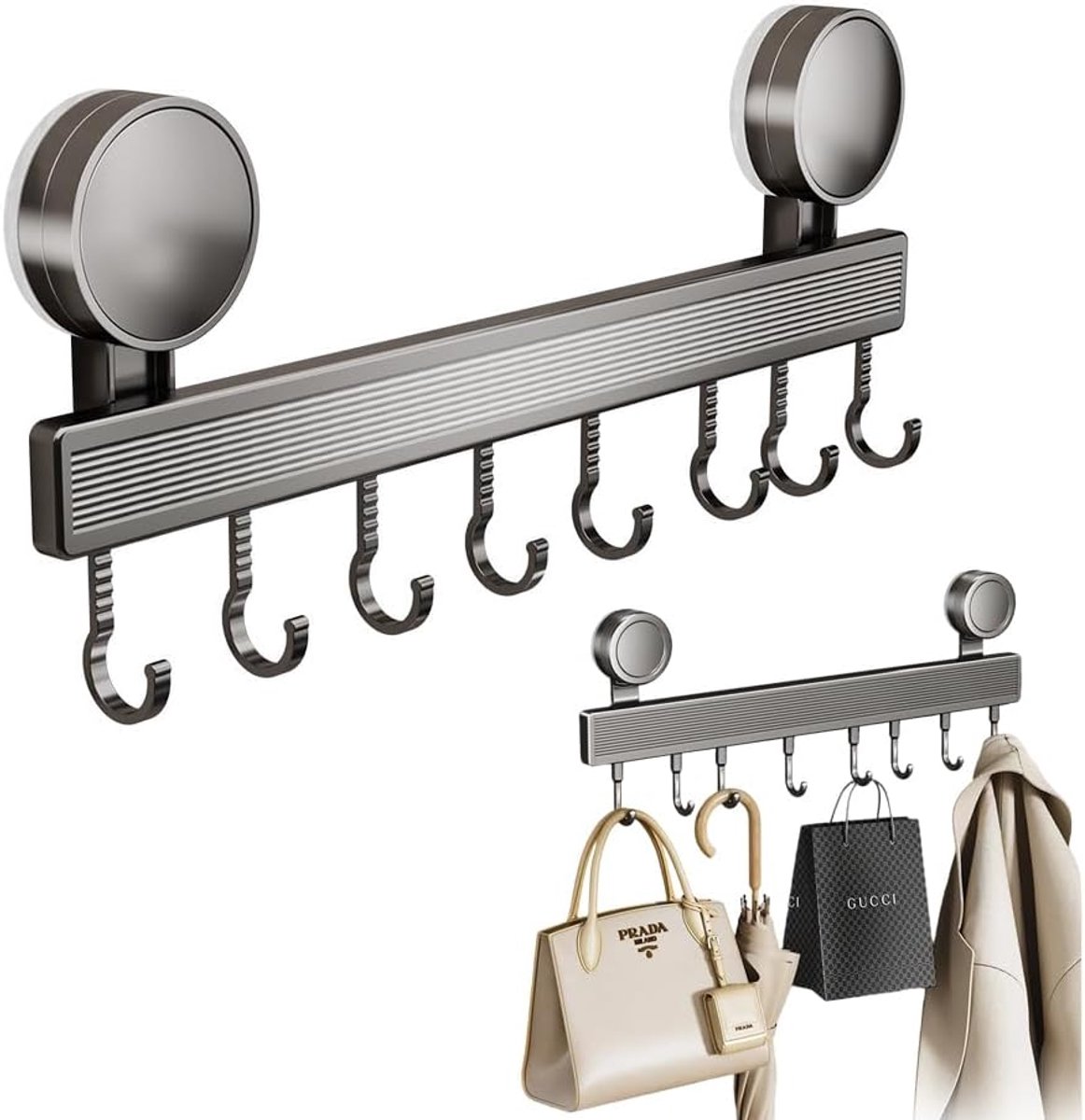 FARYODI 40 cm haaklijst keuken zonder boren met zuignap, mobiele haaklijst, max. draagkracht 20 kg, zuignap - ShopVlot